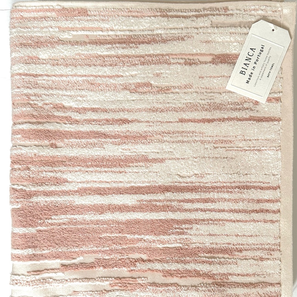 Bianca 4 Pc. Bath, Hand Towel Set 100% Cotton Ivory & Light Dusty Peach NWT - Picture 7 of 12